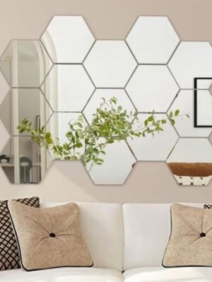Décoration murale miroir hexagonale