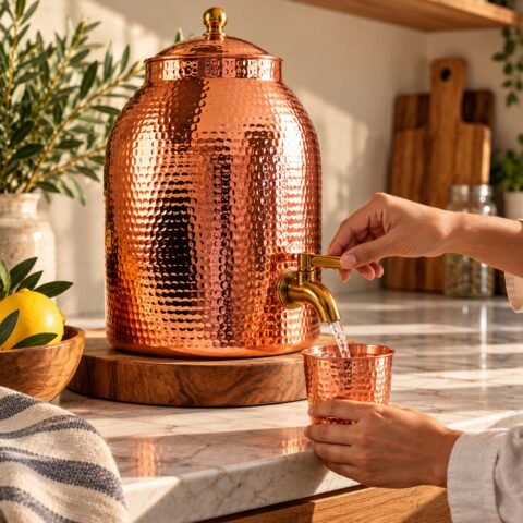 Distributeur d’Eau en Cuivre Martelé — 5L & 8L